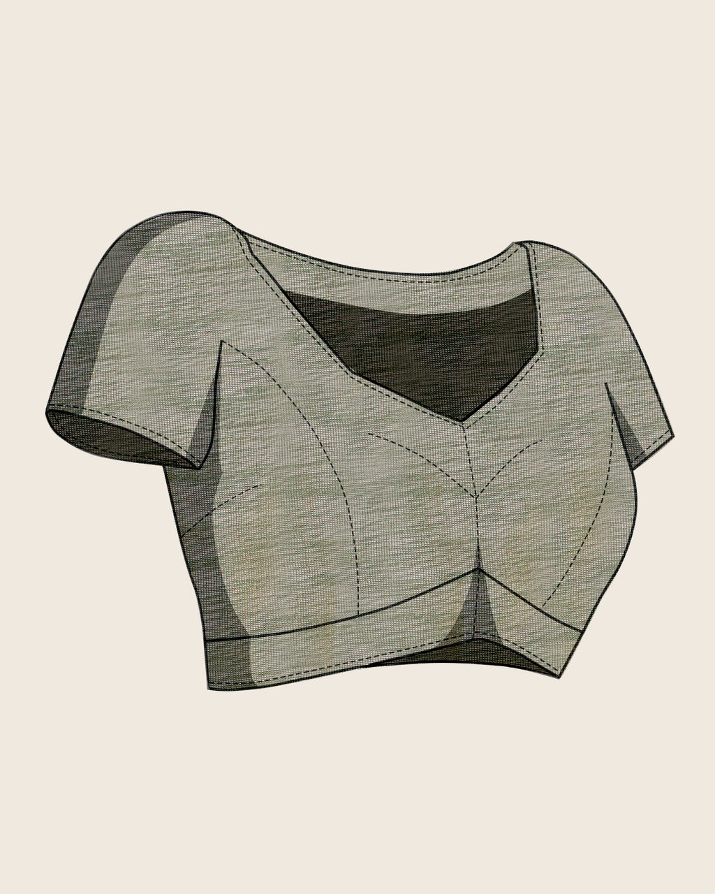 Fabrica Vibe Handwoven Off-White Cotton Linen Saree with Embroidery and Olive Green Contrast Pallu