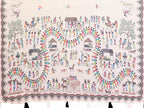 Fabrica Vibe Off-White Soft Linen Saree with Tribal Warli Art Print & Tassel Pallu