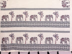 Fabrica Vibe Off-White Soft Linen Saree with Elephant & Palm Tree Ethnic Print