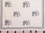 Fabrica Vibe Off-White Soft Linen Saree with Traditional Elephant Print & Tribal Border