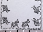 Fabrica Vibe White Soft Linen Saree with Black Elephant Print & Tribal Border Design