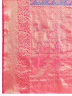 Fabrica Vibe Royal Blue & Pink Banarasi Silk Blend Saree with Floral Zari Weaving