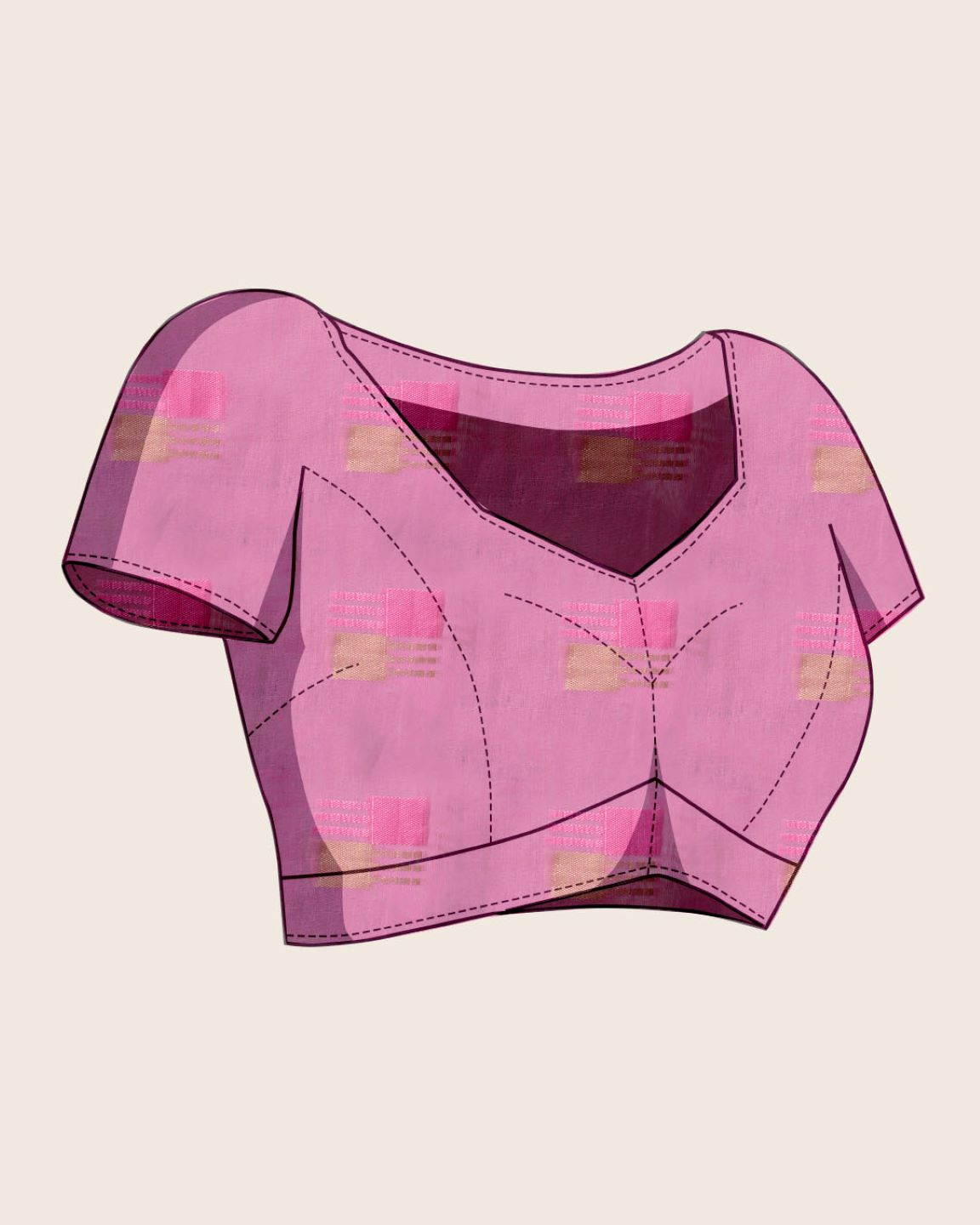 Fabrica Vibe Handwoven Bengal Cotton Saree in Aqua Mint & Pink with Woven Geometric Motifs