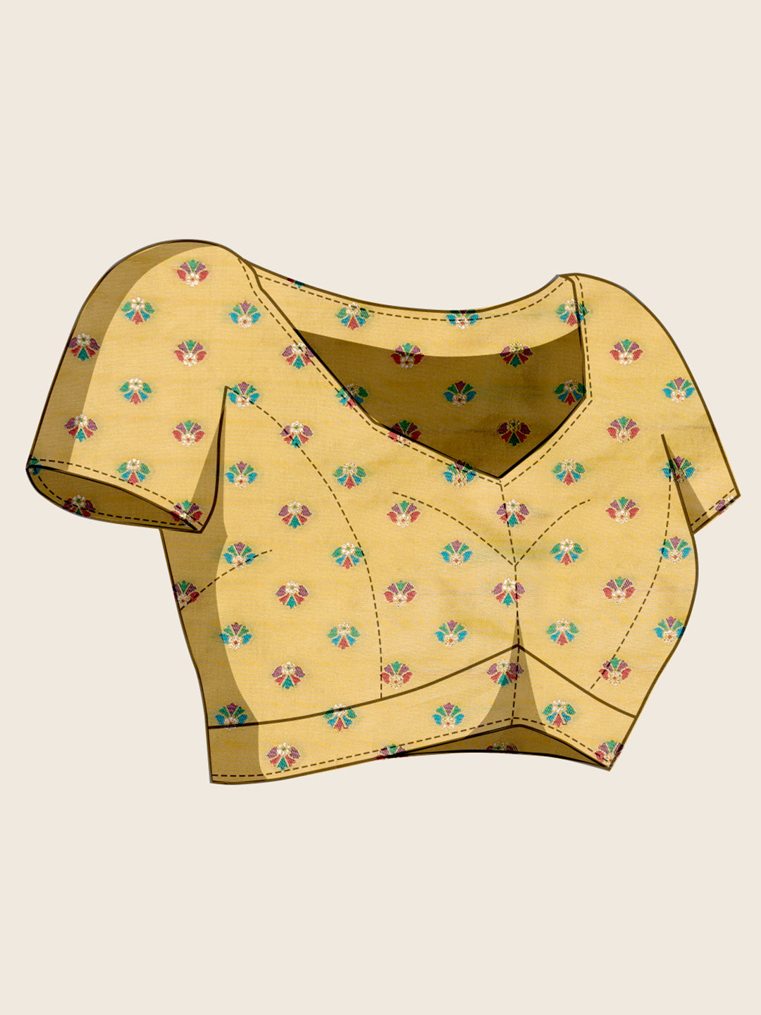 Fabrica Vibe Mustard Yellow Art Silk Folk Art Printed Saree with Peacock Motifs & Tassel Pallu