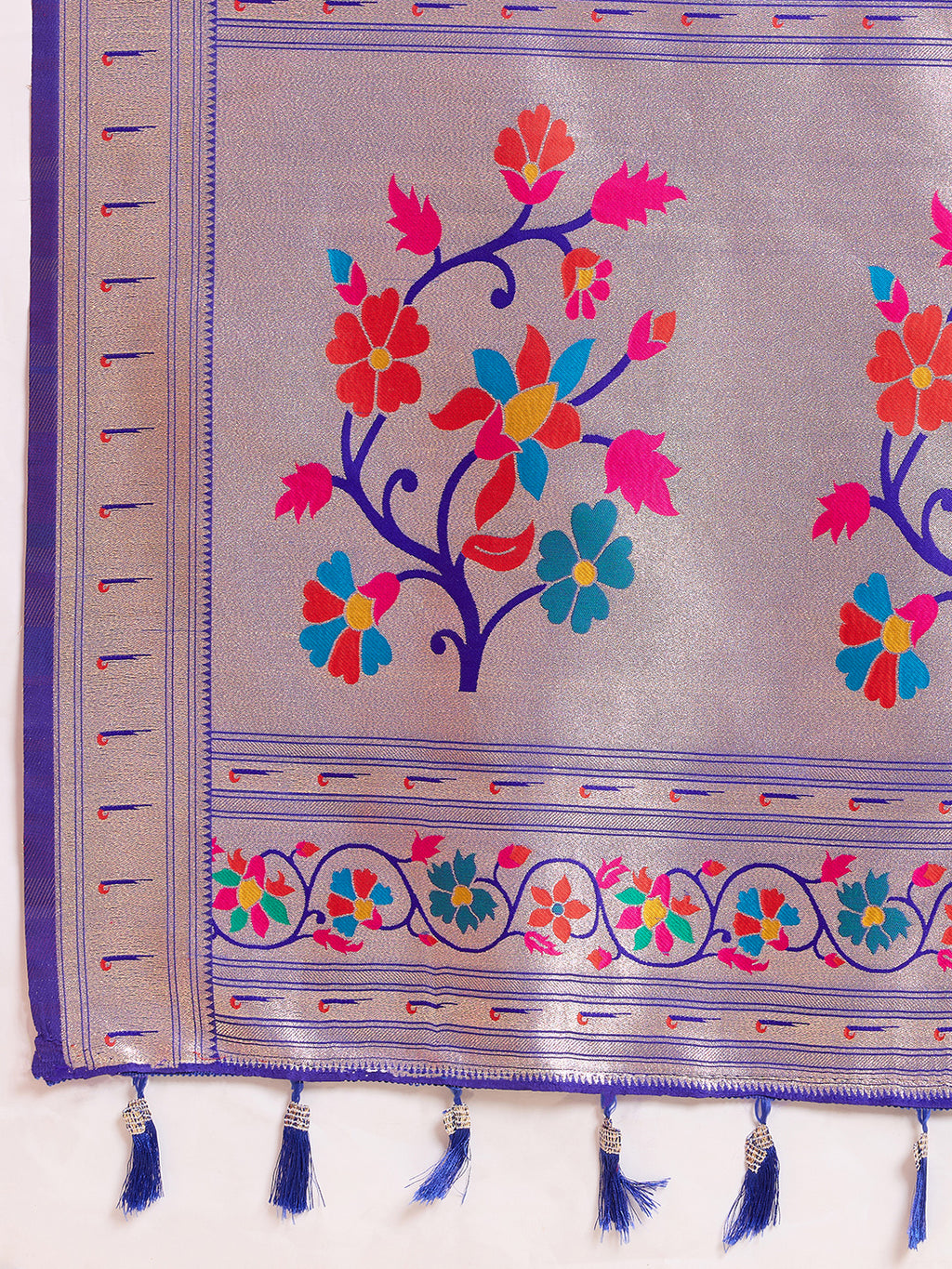 Fabrica Vibe Lavender Purple Paithani Art Silk Saree with Multicolor Floral Woven Pallu