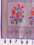 Fabrica Vibe Lavender Purple Paithani Art Silk Saree with Multicolor Floral Woven Pallu