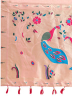 Fabrica Vibe Blush Pink Organza Silk Saree with Peacock Motif Pallu & Zari Border