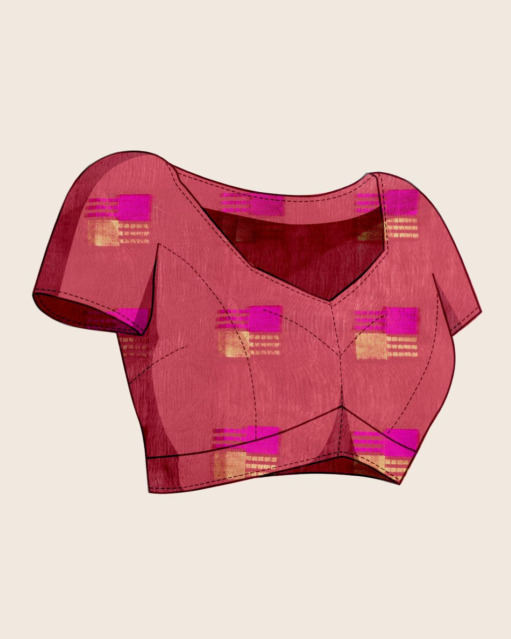 Fabrica Vibe Handwoven Bengal Cotton Saree in Parrot Green & Pink with Woven Motifs