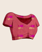 Fabrica Vibe Handwoven Bengal Cotton Saree in Parrot Green & Pink with Woven Motifs