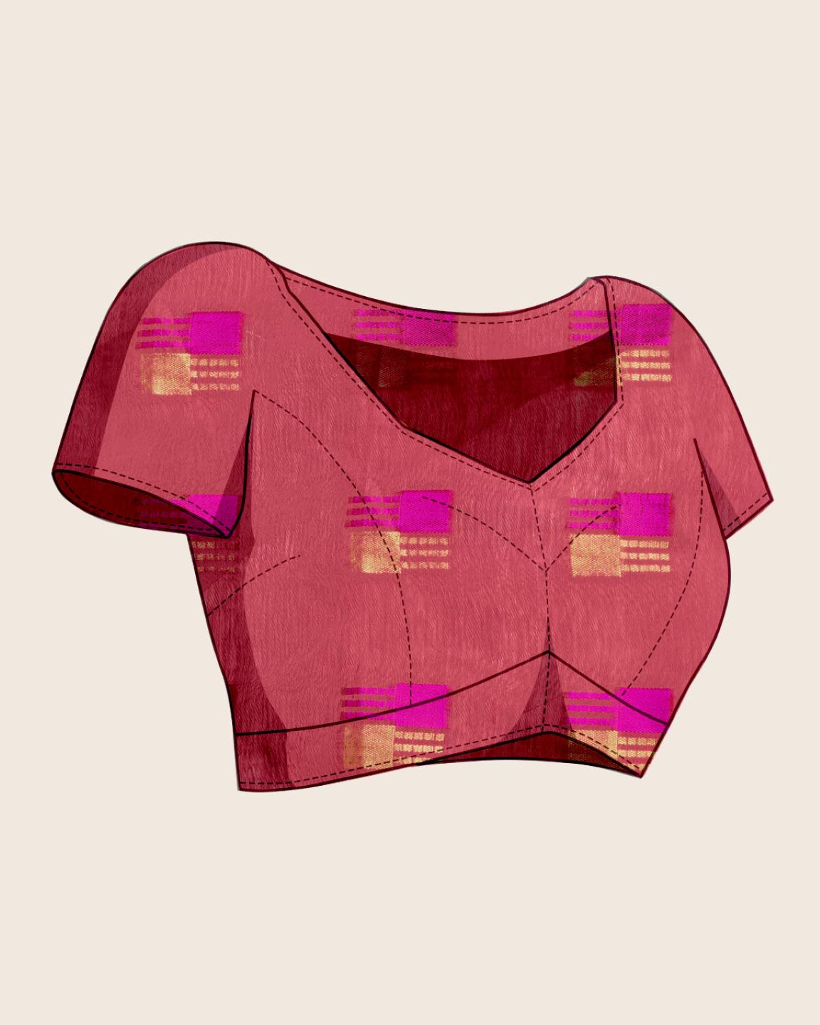 Fabrica Vibe Handwoven Bengal Cotton Saree in Parrot Green & Pink with Woven Motifs