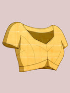 Fabrica Vibe Handwoven Bengal Cotton Linen Saree in Sunshine Yellow with Gold Check Weave