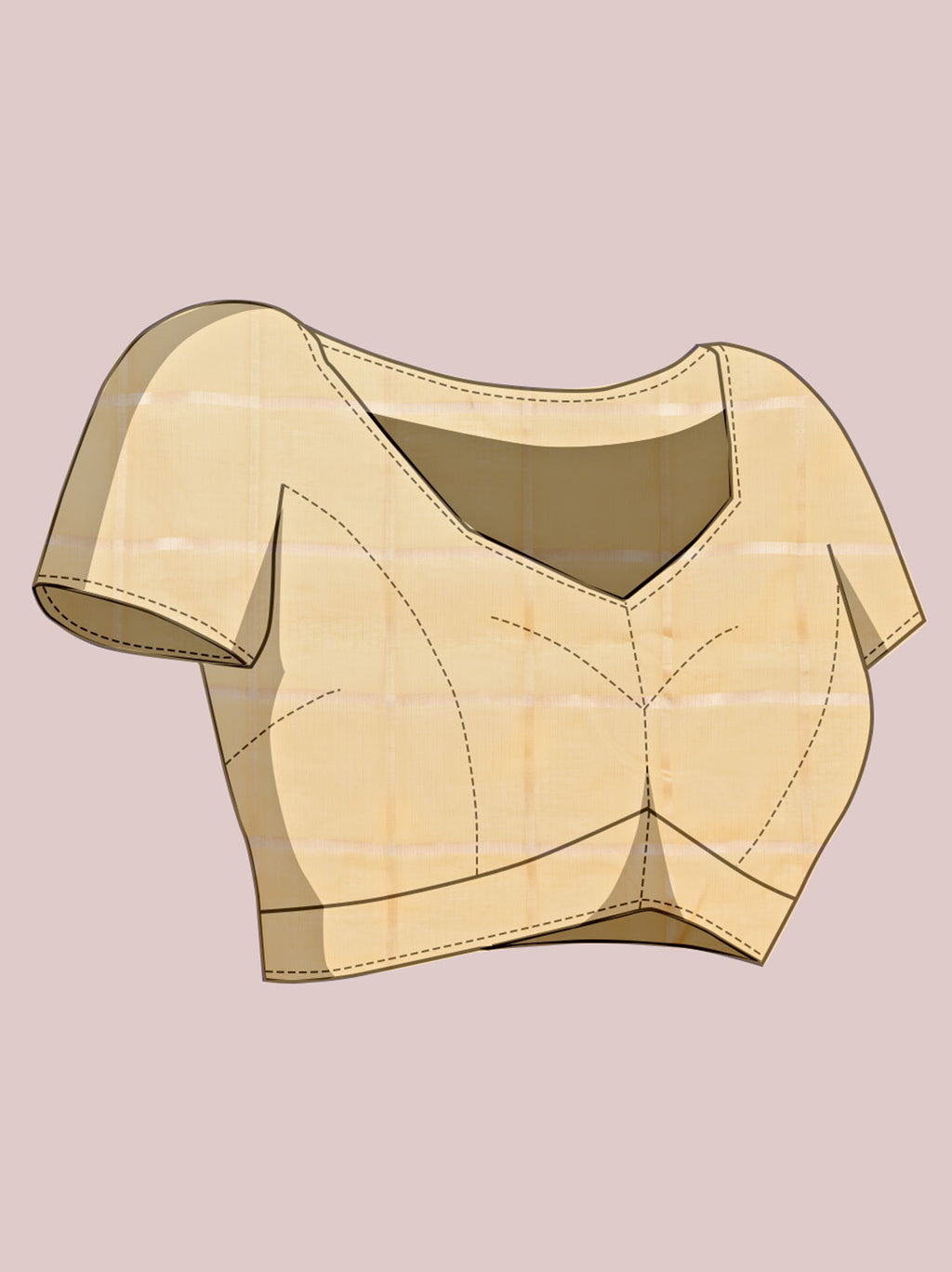 Fabrica Vibe Handwoven Bengal Cotton Linen Saree in Ivory Beige with Subtle Check Weave