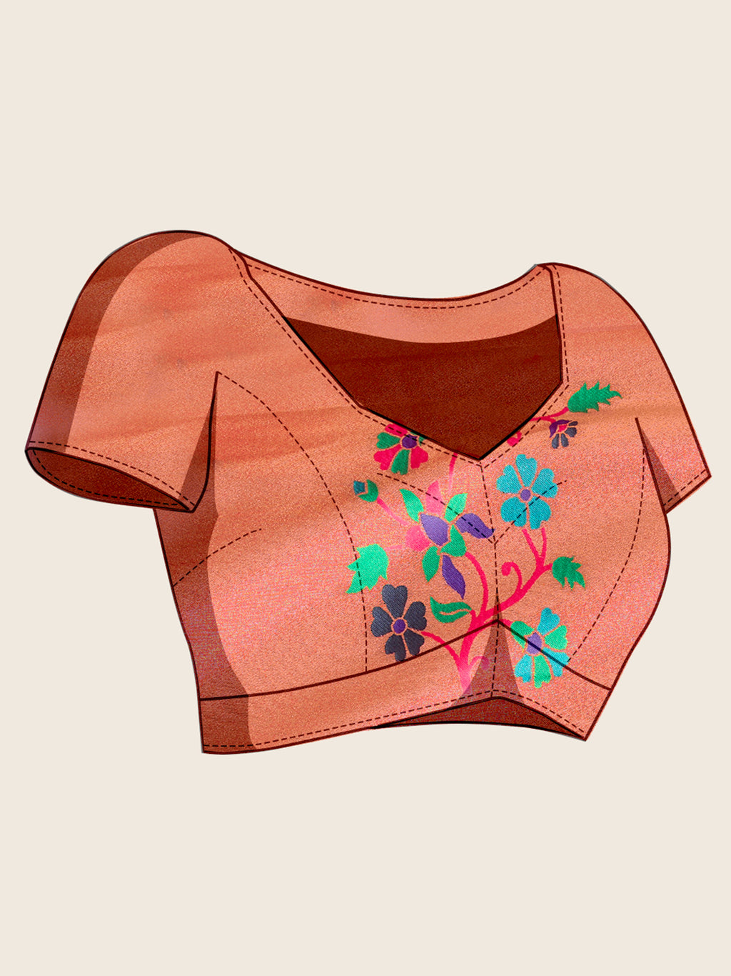 Fabrica Vibe Pink Paithani Art Silk Saree with Multicolor Floral Woven Pallu & Blouse Piece