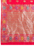 Fabrica Vibe Rani Pink Banarasi Silk Saree with Multicolor Floral Zari Weaving