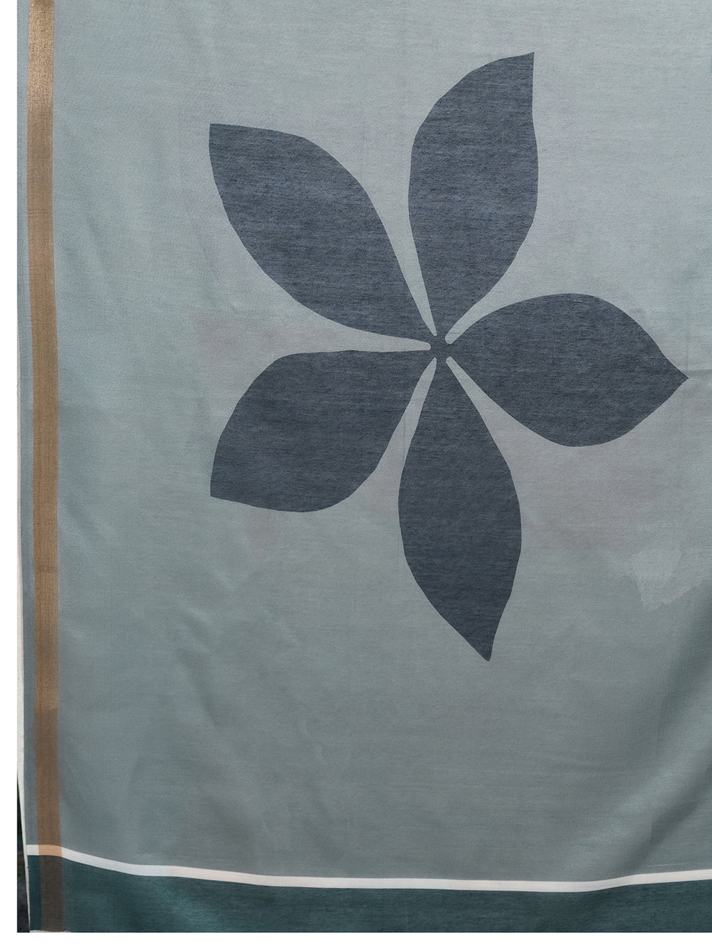 Fabrica Vibe Grey Handwoven Cotton Saree with Charcoal Floral Motifs