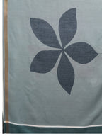 Fabrica Vibe Grey Handwoven Cotton Saree with Charcoal Floral Motifs