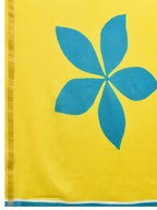 Fabrica Vibe Yellow Handwoven Cotton Saree with Turquoise Floral Motifs