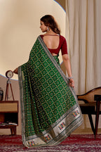 Fabrica Vibe Vichitra Green Bandhani Woven Saree with Zari Embroidery