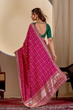 Fabrica Vibe Rani Pink Vichitra Bandhani Designer Saree with Zari Work