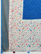 Fabrica Vibe Royal Blue Handwoven Saree with Floral & Bird Motifs