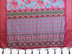 Fabrica Vibe Sky Blue Floral Printed Soft Silk Saree with Pink Zari Border & Designer Pallu