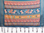 Fabrica Vibe Rama Blue Floral Handwoven Cotton Saree with Unstitched Blouse Piece