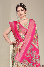 Fabrica Vibe Pink Handwoven Cotton Saree with Floral Woven Design & Artistic Pallu