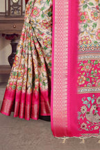 Fabrica Vibe Pink Handwoven Cotton Saree with Floral Woven Design & Artistic Pallu