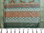 Fabrica Vibe Bottle Green Bandhej Inspired Cotton Saree with Traditional Geometric Pallu