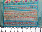 Fabrica Vibe Sky Blue Multicolor Bandhej Inspired Cotton Saree with Woven Border