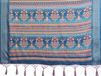Fabrica Vibe Teal Blue Bandhej Inspired Cotton Saree with Floral Heritage Pallu