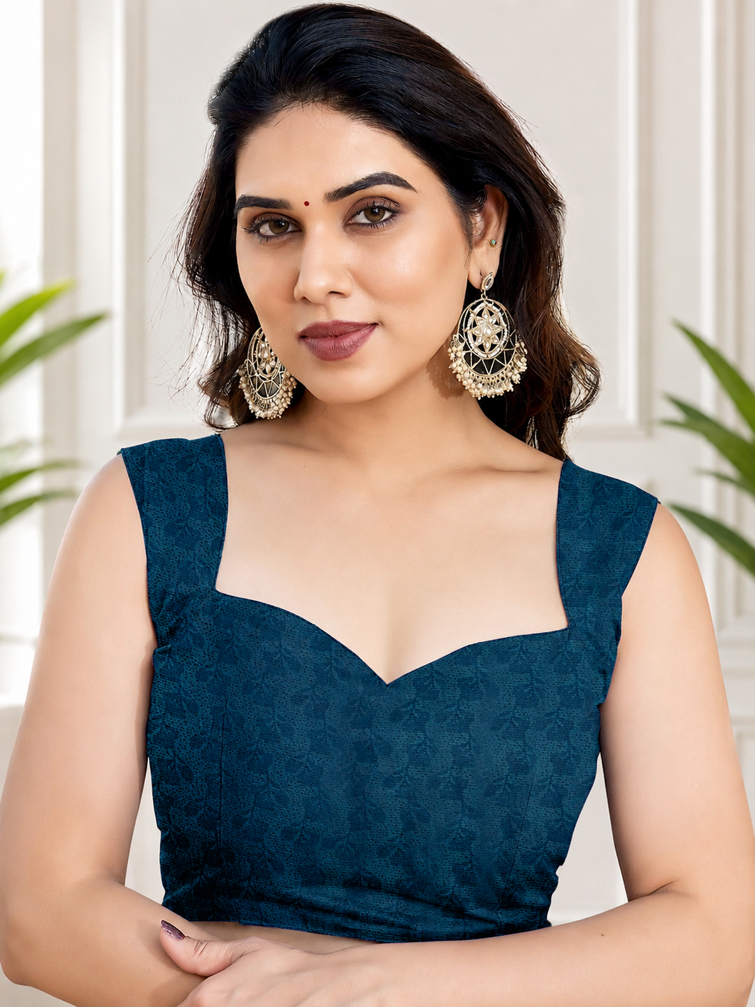 Fabrica Vibe Navy Blue Floral Print Georgette Saree with Unstitched Blouse