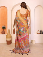 Fabrica Vibe Premium Cotton Silk Kalamkari Print Saree with Zari Woven Border