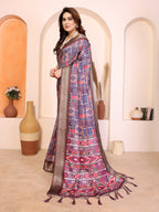 Fabrica Vibe Multicolour Cotton Handwoven Printed Saree with Woven Border