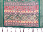 Fabrica Vibe Green Printed Handwoven Saree with Traditional Geometric Pallu & Tassel Border