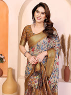 Fabrica Vibe Light Yellow Cotton Handloom Floral Printed Saree