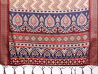 Fabrica Vibe Women's Premium Handwoven Cotton Chevron Woven Saree with Designer Border & Unstitched Blouse | Maroon Multi Traditional Handloom