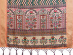 Fabrica Vibe Handwoven Bengal Cotton Multicolor Zigzag Printed Saree with Floral Pallu & Unstitched Blouse