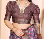 Fabrica Vibe Purple Floral Handwoven Cotton Saree with Unstitched Blouse Piece