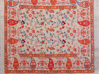 Fabrica Vibe Handwoven Bengal LINEN Saree with Floral Paisley Print & Multicolor Border