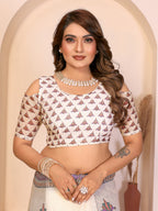 Fabrica Vibe Durga Puja White and red Handwoven Soft Linen Saree with Unstitched Blouse
