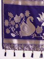 Fabrica Vibe Royal Purple Banarasi Woven Saree with Zari Swan & Lotus Pallu