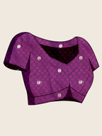 Fabrica Vibe Royal Purple Banarasi Inspired Silk Blend Saree with Swan & Lotus Zari Weaving