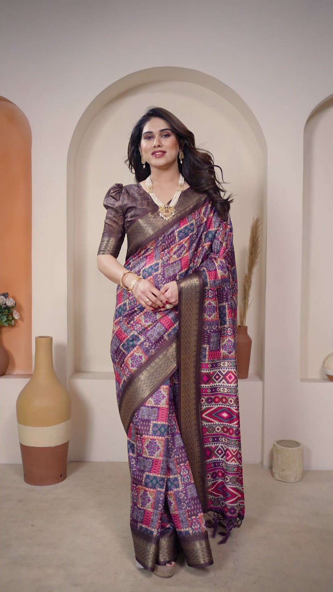 Fabrica Vibe Multicolour Cotton Handwoven Printed Saree with Woven Border